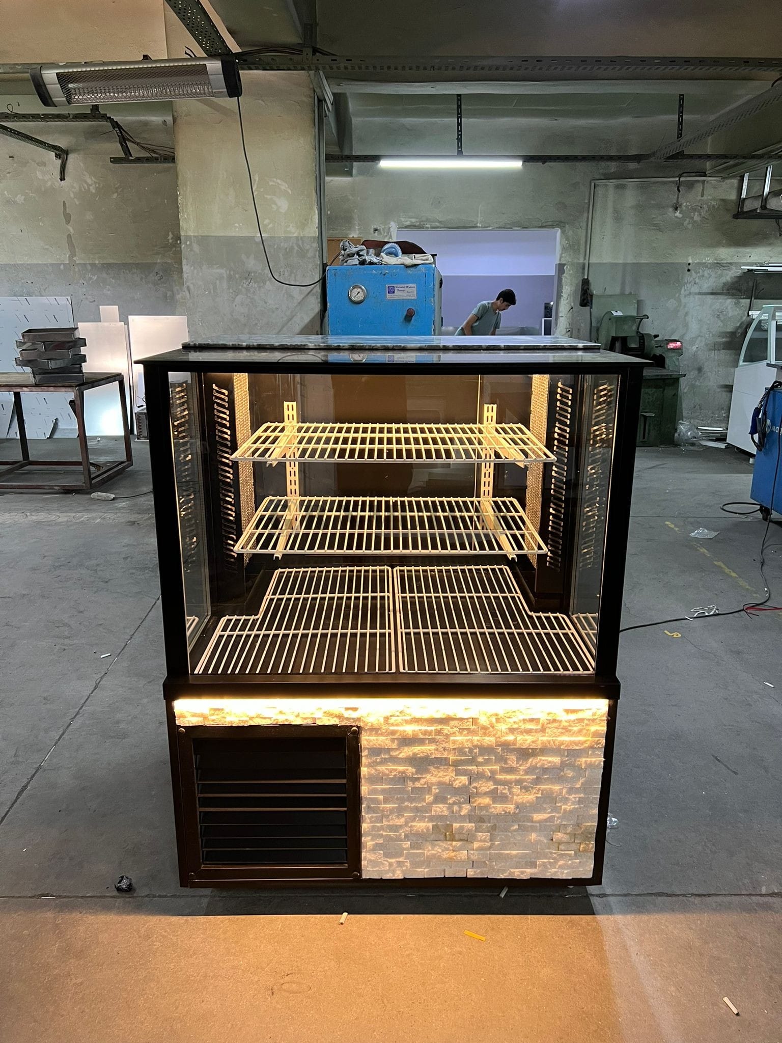 Kebap Meze Dolabı 100Cm Doğal Taş Desenli